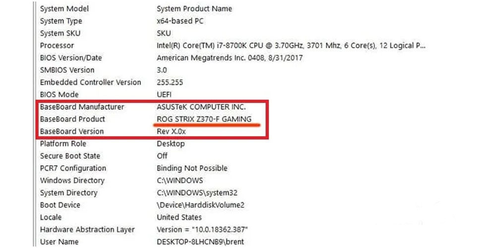 پیدا کردن مدل مادربرد از طریق System Information